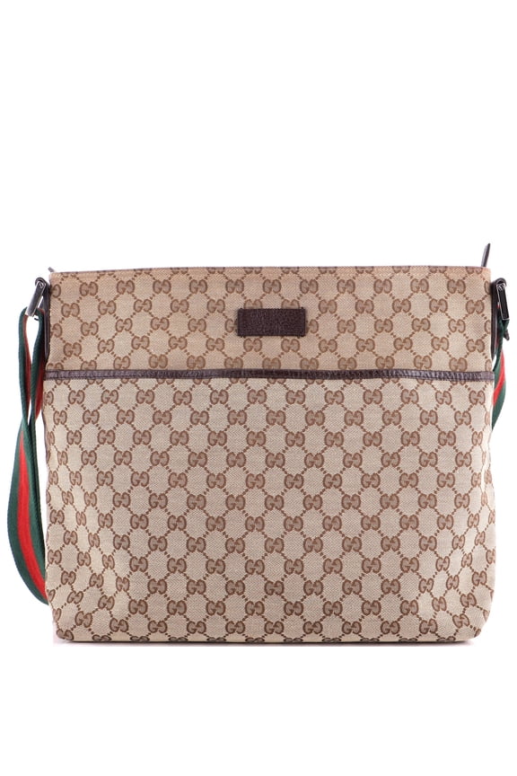 Pre-Owned Front Pocket Web Messenger GG Canvas Medium By Rebag