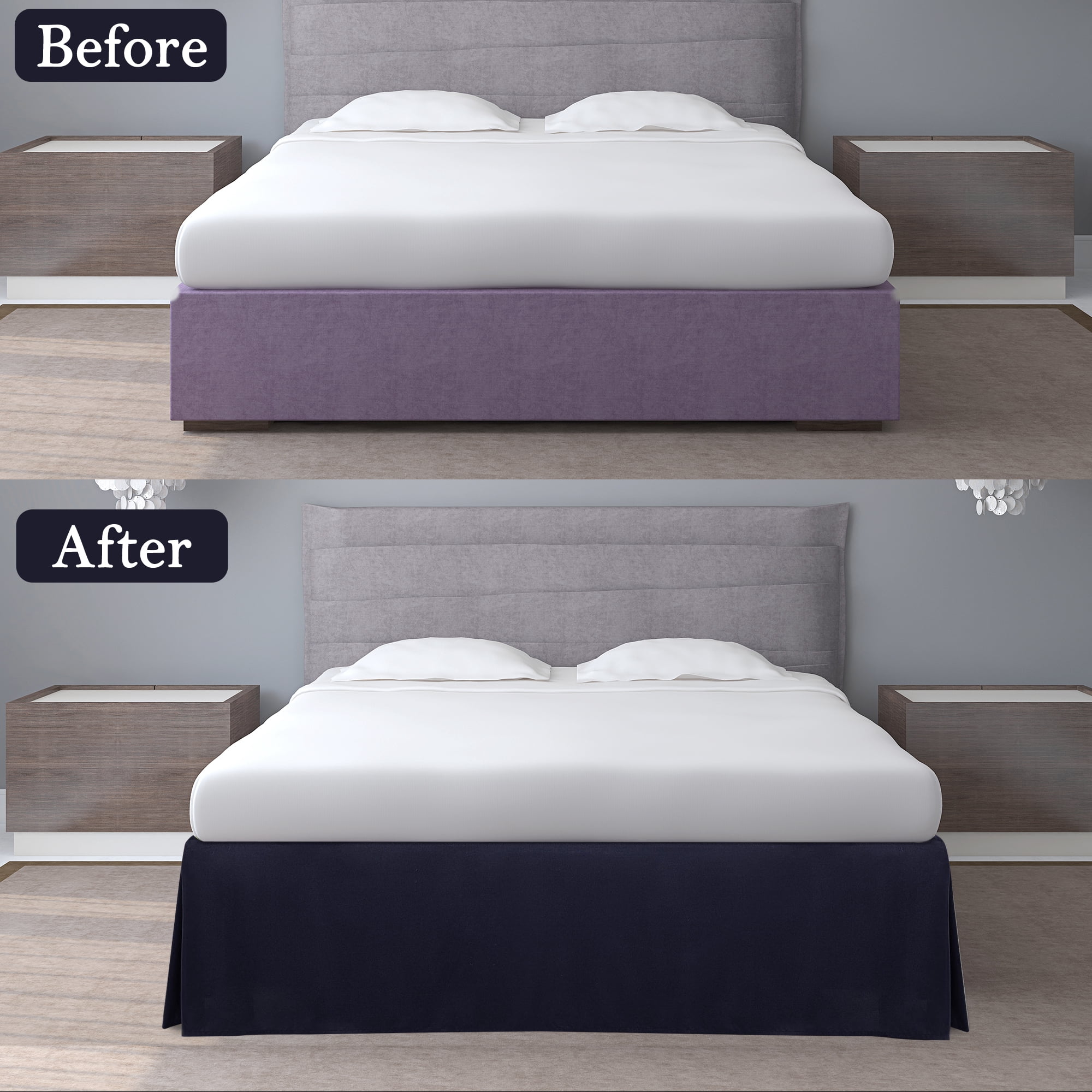 Unique Bargains Solid Pleated Ruffle Bed Skirt 14" Drop Full Navy Blue