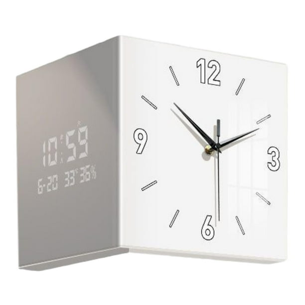 Reloj de esquina adorno de pared reloj de esquina angular regalos reloj de pared cuadrado para Blanco
