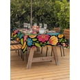thumbnail image 3 of Outdoor Table Cloth with Umbrella Hole and Zipper, Flower Waterproof Rectangle Tablecloth 60"x84", Red Blue Yellow Colorful Mexico Tribal Washable Table Cover for Outside Party Patio Picnic, 3 of 8