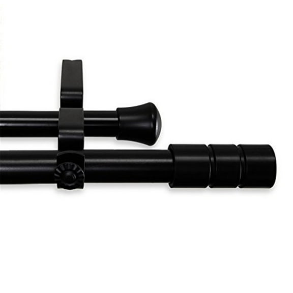 Theo 13/16" Double Curtain Rod-Color:Black,Size:28-48"