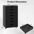 thumbnail image 3 of Costway 7-Drawer Chest Mobile File Cabinet Vertical Filing Organizer with Lockable Wheels Black, 3 of 10