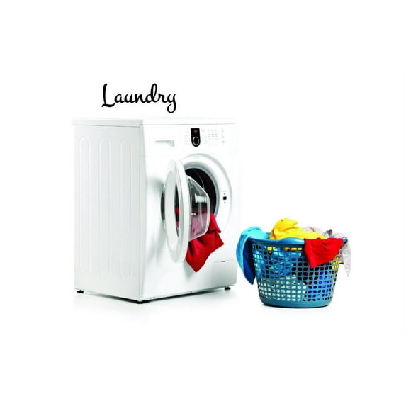 Decal - Peel & Stick Wall Sticker Laundry Sign Housekeeping Cleaning Home Decor Picture Art 10 x 40 Inches