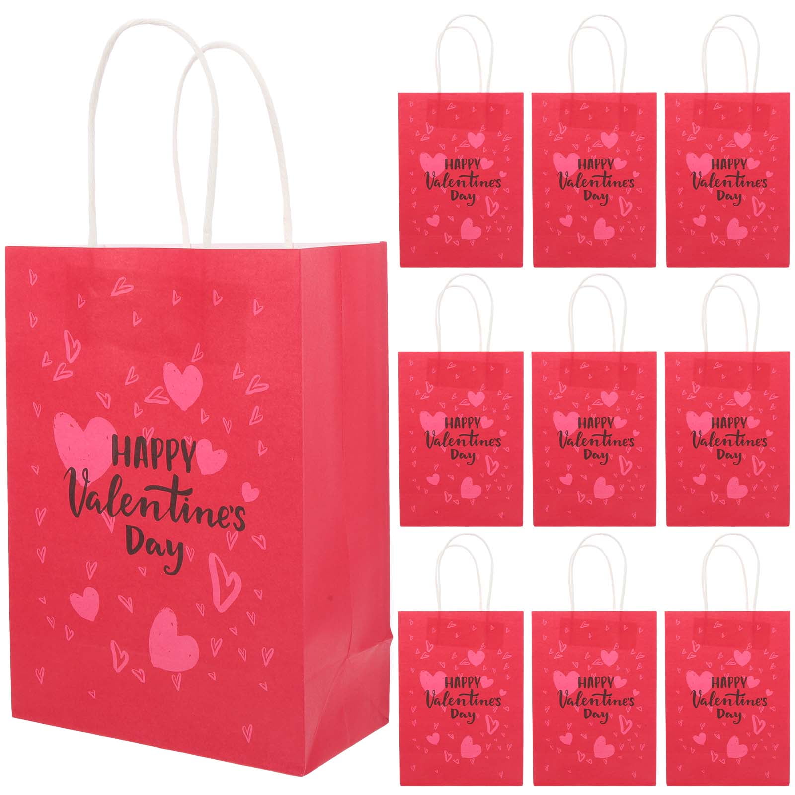 10pcs Valentine's Day Paper Wrapping Bag Gift Bags Decorative Heart