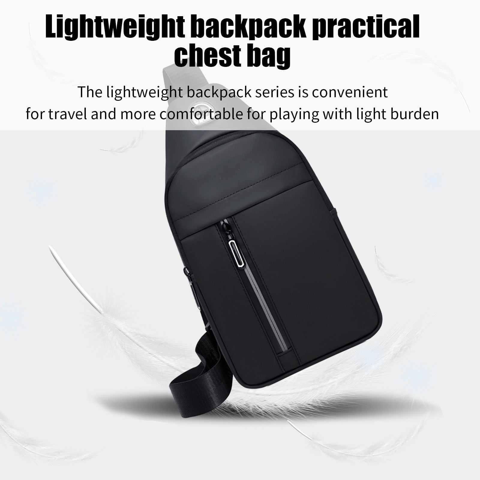 Polyester Sling Backpack Crossbody Daypack with Headphone Hole BZ - Crossbody Sling Daypack main image 4