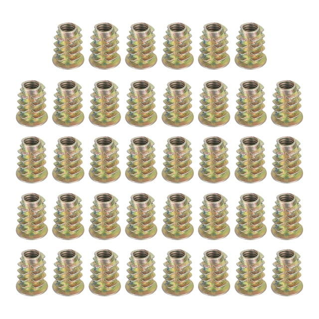 38 Pcs Threaded Inserts for Wood, Zinc Alloy M6 Thread Inserts Nuts 15mm Length