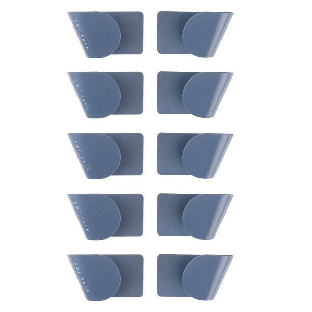 5 pares de soportes para tapas de ollas de ABS esmerilado, adhesivos sin costuras, soporte para tapas de ollas, estante de apoyo para tapas de cocina, suministros multifuncionales de cocina (azul)
