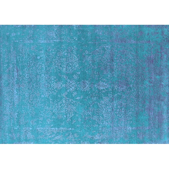 Ahgly Company Indoor Rectangle Oriental Light Blue Industrial Area Rugs, 8' x 10'
