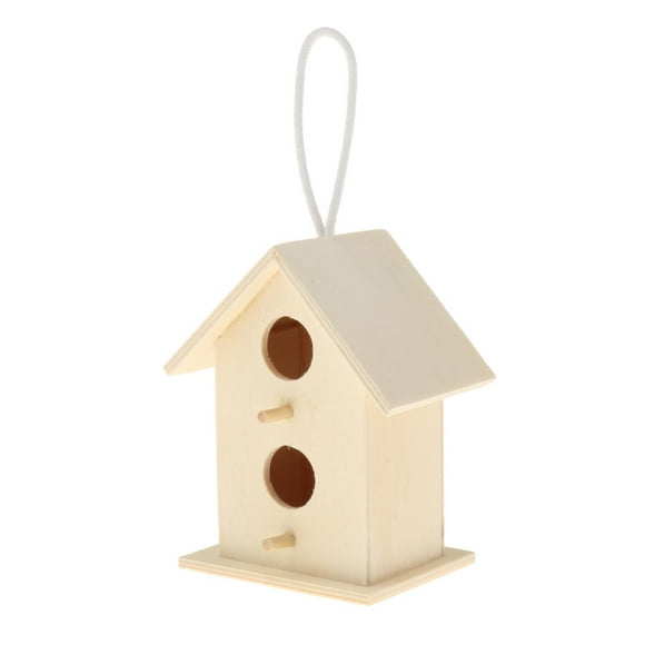 Casa para pájaros de madera, casa para pájaros colgante para exterior, de anidación, sin terminar, pintable Style2