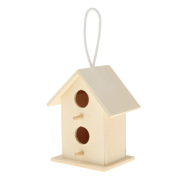 S SERENABLE Backyard Wooden Bird House Feeding Nest for Wren Style2