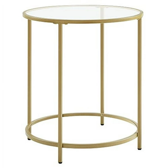 VASAGLE Table d'Appoint Ronde, Table de Bout en Verre avec Cadre en Acier, Petite Table Basse, Dorée et Transparente ULGT20G
