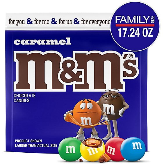 2 Pack M&M'S Caramel Milk Chocolate Candy Family Size In Resealable Bag - 17.24 Oz