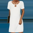 thumbnail image 2 of Up to 60% Off! pstuiky Summer Dresses , Women Short-Sleeved Crew Neck Dress Casual Printed T-Shirt Dress Knee-Length Holiday Dress Leisure Sales Today Clearance White XL, 2 of 4