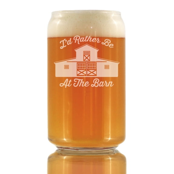 Bevvee Beer Can Pint Glass 16 oz Rather Be At Barn Gifts for Farmhouse Enthusiasts Beer Glasses