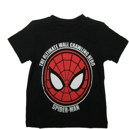 Marvel Little Boys Black Red Spiderman Super Hero Print Cotton T-Shirt