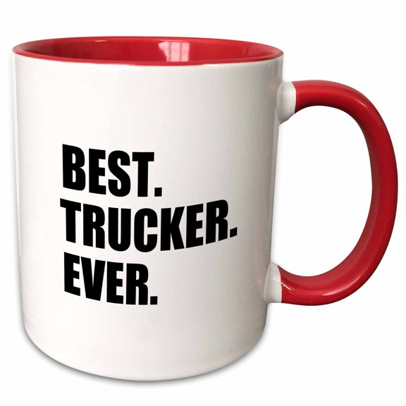 3drose, Best Trucker Ever Truck Driver Enthusiast Driving Job Appreciation, 15oz Two-tone Red Mug