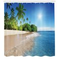 thumbnail image 3 of Ambesonne Tropic Shower Curtain, Suuny Ocean Palm Trees, 69"Wx70"L, White Green Blue, 3 of 3