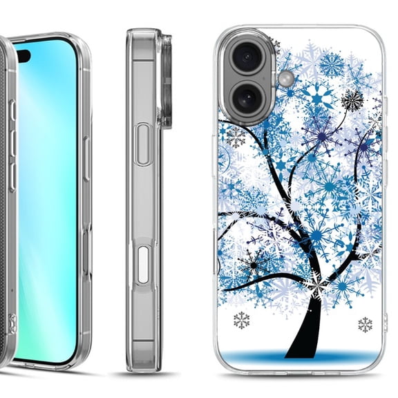 For iphone 16 Phone Case Cover, by OneToughShield - Snowflakes Tree