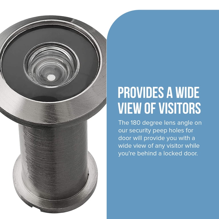 Satin Nickel Door Peephole Viewer - 1/2 Inch Bore, 180-Degree Wide Angle