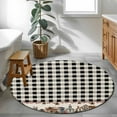 thumbnail image 4 of Farmhouse Round Area Rug 4 FT, Non Slip Indoor Outdoor Rug, American Country Star Barn Black Plaid Berry Washable Circular Carpet Non-Shedding Floor Mat for Coffee Table Nursery Foyer Balcony, 4 of 9