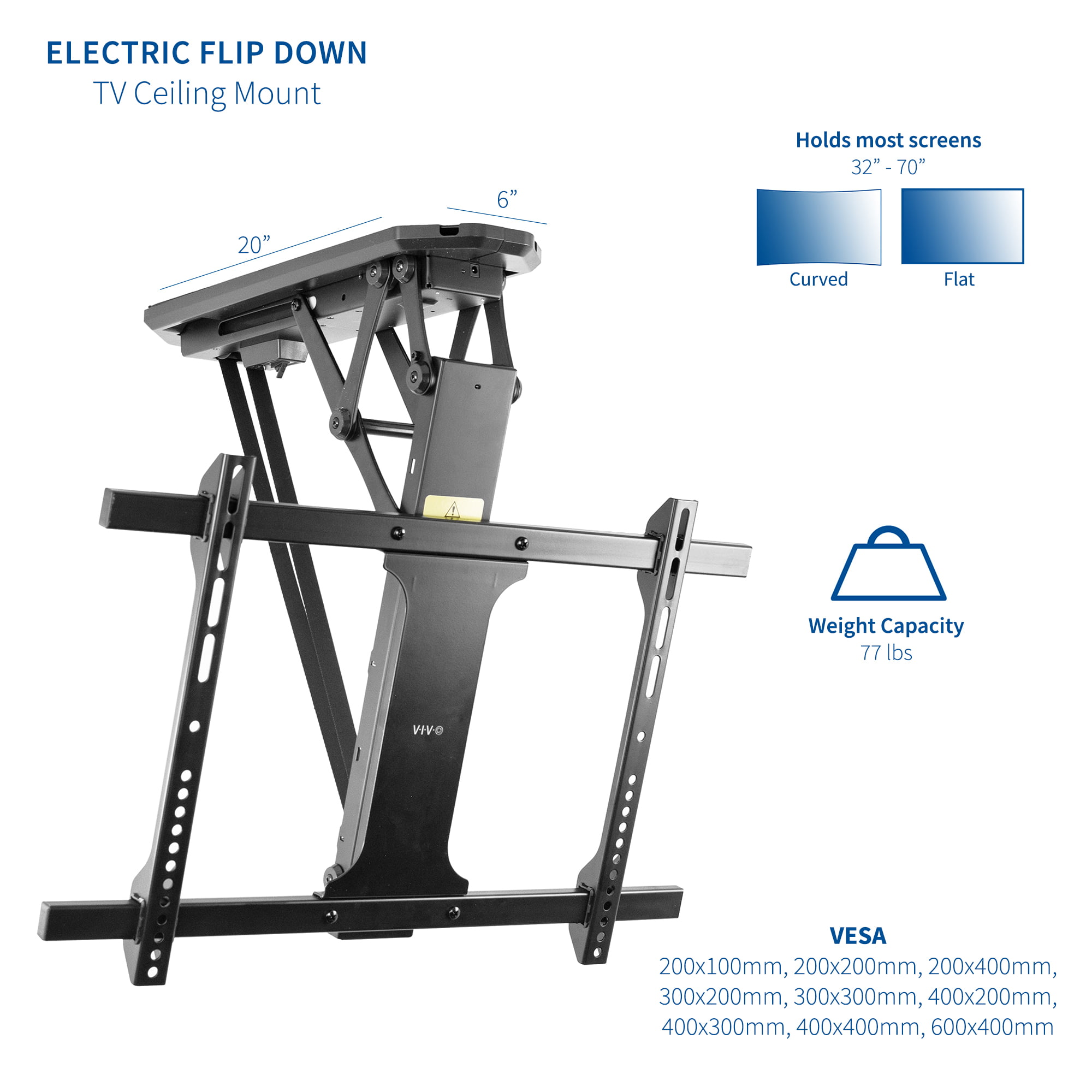 Electric Motorized Flip Down Pitched Roof Ceiling TV Mount for 32" Screen -