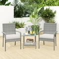 thumbnail image 4 of Gymax 3 Pieces Patio Furniture Set PE Rattan Porch Chairs w/ 2-Tier Table White, 4 of 10