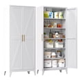 thumbnail image 4 of HUAXRON 75.3 Inches Tall Modern Metal Storage Cabinet Freestanding with 5 Adjustable Shelves for Office,Home,Garage,School,Warehouse, White，Assembly Required, 4 of 10