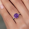 thumbnail image 4 of Gem Stone King 925 Silver and 10K Yellow Gold Purple Amethyst and White Lab Grown Diamond Engagement Ring for Women | 3.08 Cttw | Cushion 10MM | Gemstone February Birthstone | Size 6, 4 of 6