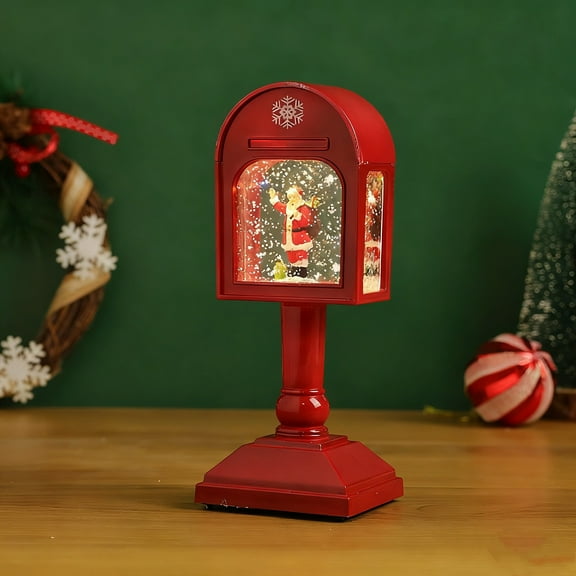 HOARBOEG Christmas Desktop Scene with LED Night Lights, Festive Ornaments and Holiday Decor Setups for Tabletop Display, Home Christmas Decorations for Mantel or Office Desk