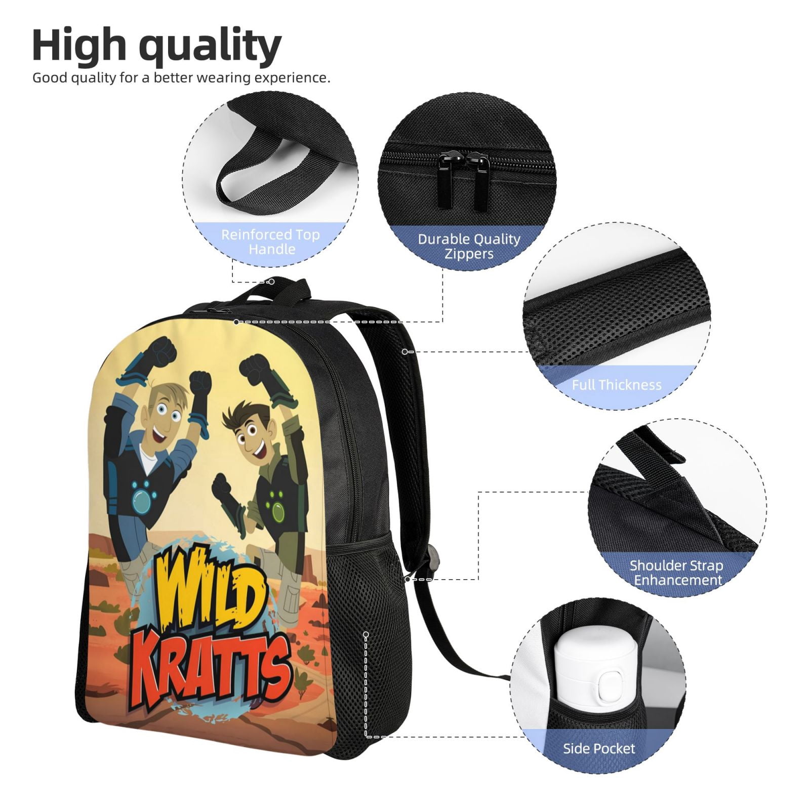 Wild Kratts Backpacks For Men Women Book Bag Travel Hiking Camping Work