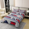 thumbnail image 2 of Cute Train 100% Cotton Duvet Cover Queen Size,Cartoon Steam Locomotive Comforter Cover For Bedroom,Gray Red Vehicle Quilt Cover(No Comforter), 2 of 5