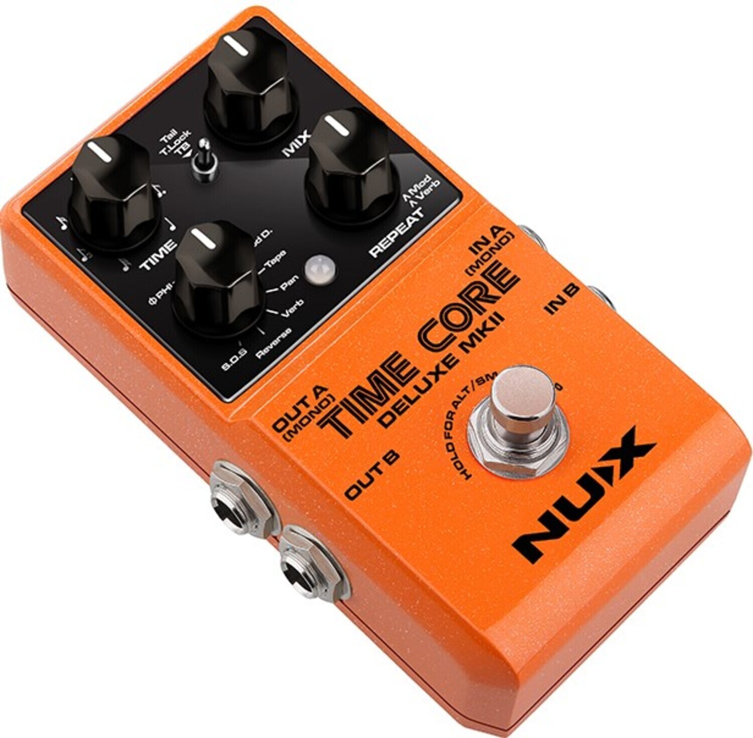 NUX Time Core Deluxe MKII with 7 Different Delays, Phrase Looper and Tap Tempo Effects Pedal Orange