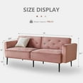 thumbnail image 3 of Mxfurhawa Futon Sofa Bed, 74" Convertible Sleeper Couch, Upholstered Loveseat with Adjustable Back, Arms and Metal Legs, Memory Foam Cushion, Suit for Living Room Office(Velvet - Dark Pink), 3 of 7