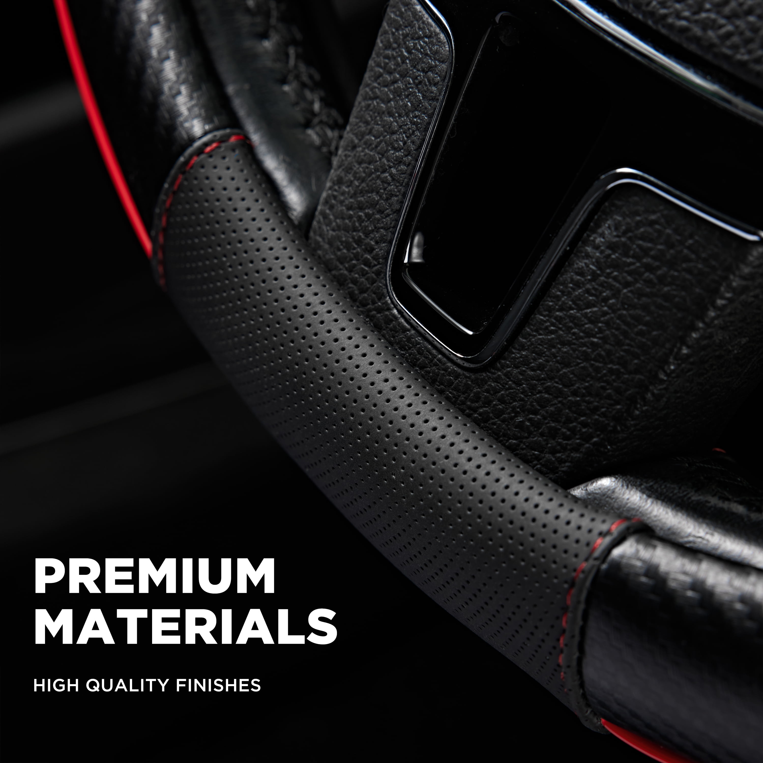 Auto Drive Car Steering Wheel Cover - Leather Material, Black Color-Universal Fit for  15'' - 24WM16