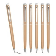 Uxcell Slim Metallic Ballpoint Pen, Black Ink 1mm Medium Point Pen Retractable Lightweight Smooth Writing Pens with Metal Clips for Business Office Wedding Guest Book Gold Tone