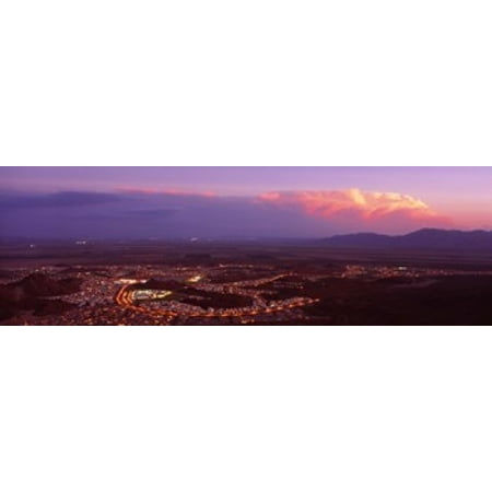 Aerial view of a city lit up at sunset Phoenix Maricopa County Arizona USA Canvas Art - Panoramic Images (18 x