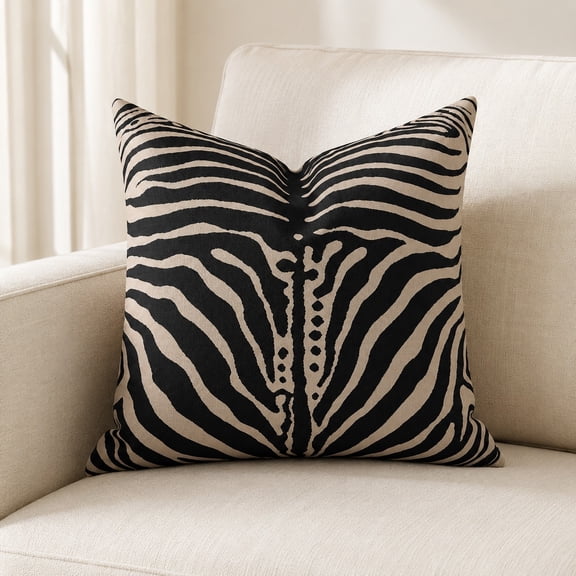 Zebra Print Throw Pillow Cover, 1-Side Printed Decorative Square Cushion Case for Sofa Bed Chair, 18x18, 20x20, 24x24 in