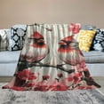 thumbnail image 2 of Orinice Red Cardinal Flower Branch Blanket Gifts for Women Pink Floral Birds Flannel Throw Blankets Soft Comfy Lightweight for Home Decor Couch Bed Sofa 60x50 Inches 50x60in, 2 of 6