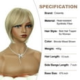 thumbnail image 3 of Creamily  Hair Toppers for Women Short Bob  Natural Synthetic  Hair with Bangs 8.5" Side Part Hairpieces for Women with Thin Hair 6" × 6" Larger Base Wig Toppers(Brown mixed  blonde), 3 of 9