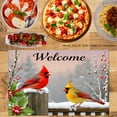 thumbnail image 3 of JOOCAR Welcome Cardinals Winter Scene Linen Table Mats Set of 4 for Home Kitchen Table Decor 12x18 inch, 3 of 5