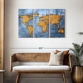 thumbnail image 3 of Elephant Stock Azure World Map Wall Art - Horizontal Multi Panel Canvas - Living Room Wall Decor - Map Multi Panel - Blue And Gold Decor - 45" x 28", 3 of 8