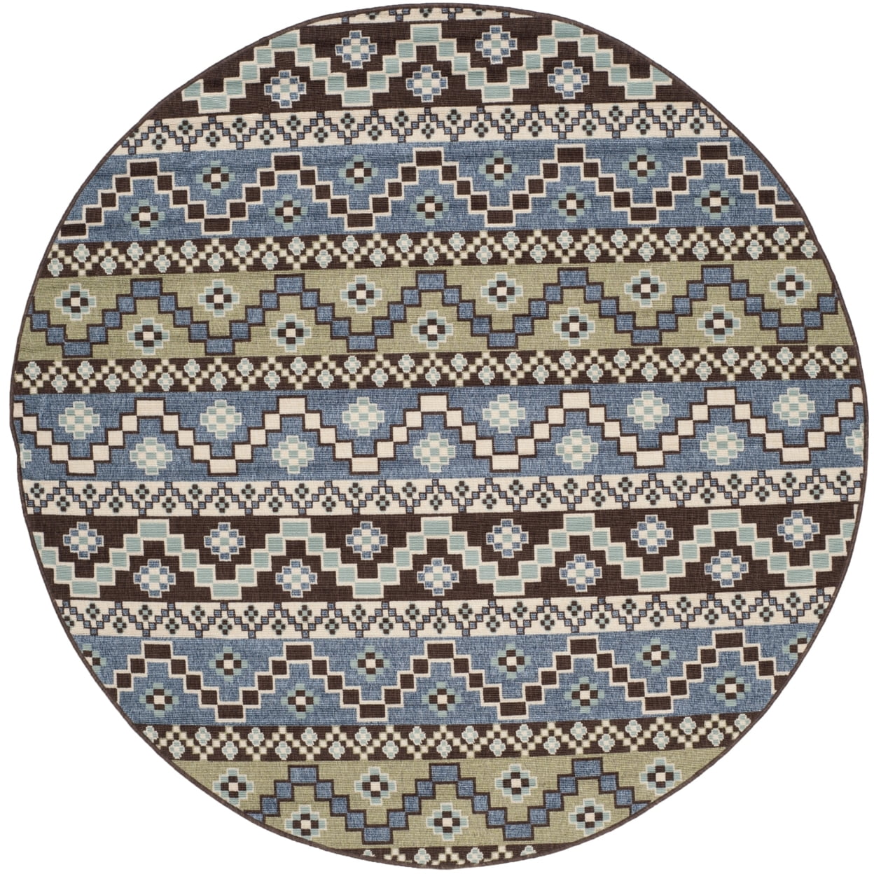 SAFAVIEH Veranda Luwig Southwestern Indoor/Outdoor Area Rug, 5'3" x 7'7", Blue/Cream