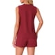 thumbnail image 3 of INSPIRAR CHIC Conjuntos de Pijamas de Mujer de Tejido Waffle Sin Mangas con Cuello en V, Top de Tanque con Pantalones Cortos, Tallas XL, Rojo, 3 of 6
