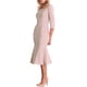 thumbnail image 4 of Vestido de cola de pez elegante para mujer Inspire Chic, con cuello cuadrado, cinturón, mangas 3/4, vestido de sirena, 2XL, rosa, 4 of 5