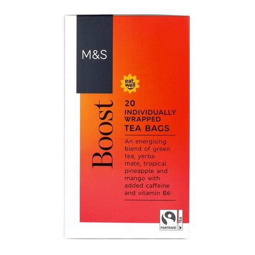 M&S Green Tea Boost Teabags 20's, British Import (Pack of 3)