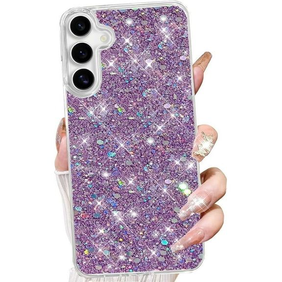 for Samsung Galaxy A15 5G Glitter Case for Women,Cute Bling Sparkle Sparkly Shiny Reflective Soft TPU Silicone Shockproof Girls Slim Thin Protective Phone Case for Galaxy A15 5G 2024 (Purple)