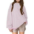 thumbnail image 1 of Chandails à Capuchon & Chandails en Molleton pour Filles 2025 Chandail à Rayures Col Rond Manches Longues Décontracté Ample Classique pour Adolescentes, 1 of 7