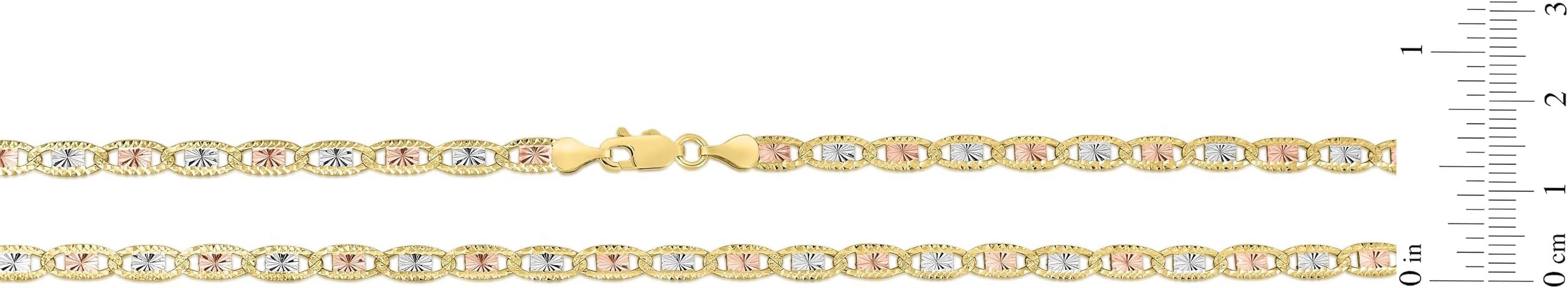Floreo 10k Tri-Color Gold 4.2mm Valentino Link Chain Necklace
