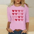 thumbnail image 4 of RXMEKW Haut à Manches 3/4, Motif Cœur pour Femmes, Col Rond, Manches Mi-Longues, T-Shirt Décontracté, 4 of 5
