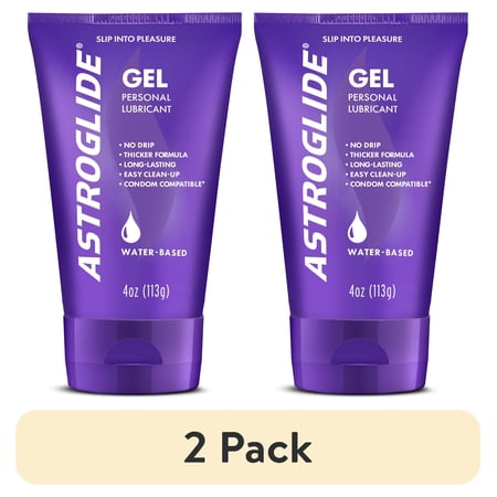 (2 pack) Astroglide Water Based Lube (4oz), Ultra Gentle Gel Personal Lubricant, Stays Put with No Drip, Sex Lube for Long-Lasting Pleasure for Men, Women and Couples